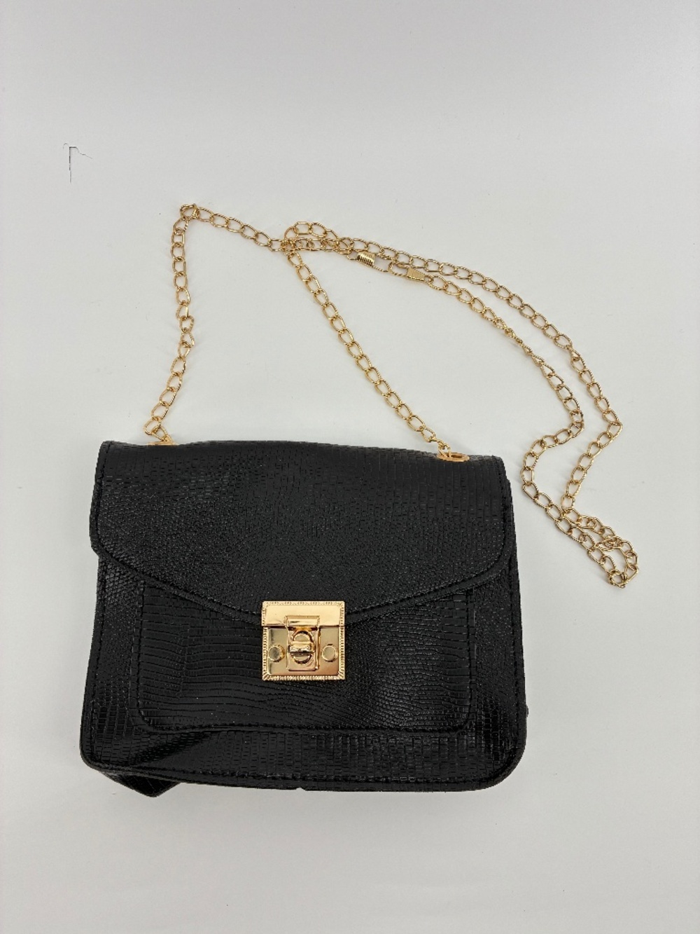 MASSIVE $10 SALE Black Crossbody Bag with Gold Chain and Lock Closure